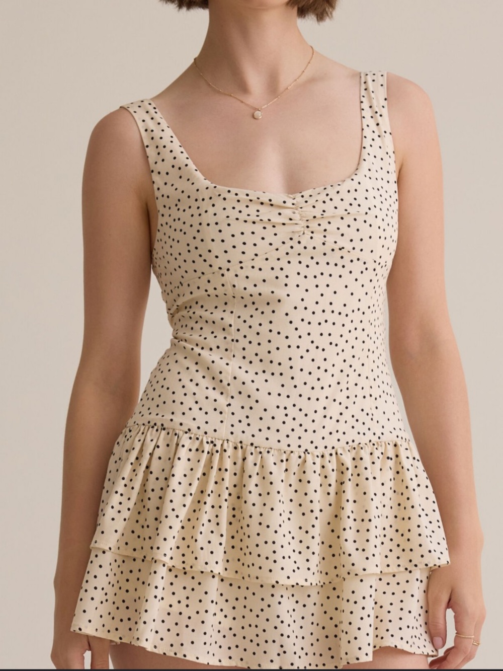 Altar’d State Maisie Ivory & Black Polka Dot Tiered Dress NWT Sz XL - Picture 1 of 9